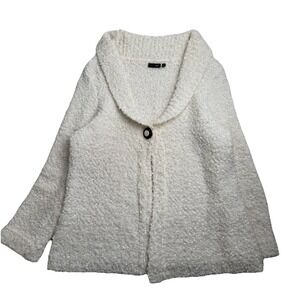 Jana X-Large BeigeCardigan  Single Button Front Open V-neck Textured Cottagecore